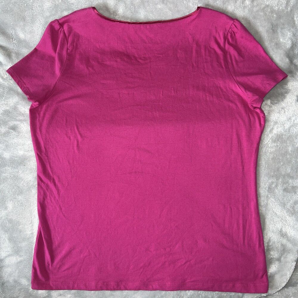 Requirements Vintage 90s Womens M Embroider Collar Stretch Cotton Purple Top - Picture 2 of 10